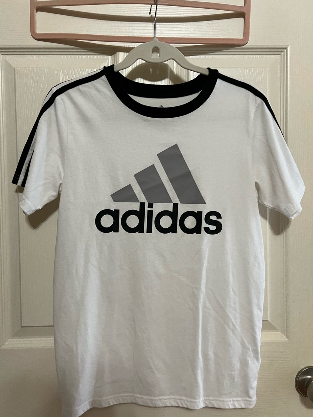 adidas White Tee with Black Logo & Trim